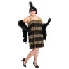 Disfraz estilo flapper con flecos dorados talla extra