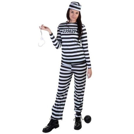 Striped Prisoner Costume para mujer